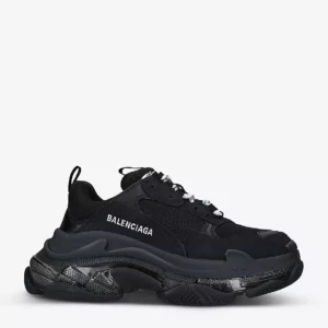 Balenciaga Triple S Leather And Mesh Mid-Top Trainers