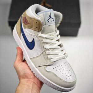 Air Jordan 1 Mid Navy Swooshes and Tan Suede DO6726-100